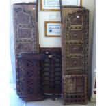 Two pairs of Indian fruitwood doors 33'' x 24'' & 57'' x 3'' RSM