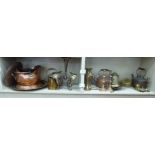 Decorative domestic metalware: to include a silver plated epergne; a chestnut roaster;