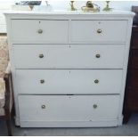 A late Victorian white painted mahogany dressing chest with two short/three graduated long drawers,