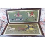 A pair of Cecil Aldin coloured nursery prints, one featuring two huntsmen with hounds,