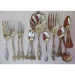 Silver coloured and white metal/Sterling silver decorative flatware: to include dessert and