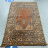 A 20thC part silk prayer rug,