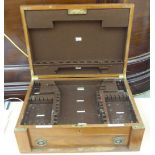 An Edwardian mahogany canteen box 8''h 20''w RAM