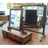 A mid 19thC mahogany framed toilet mirror,