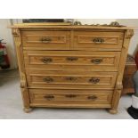 A 20thC waxed pine dressing chest with two short/three long drawers,