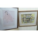 L Shyang - street food stallholders watercolour bears a signature 10'' x 14'' framed;