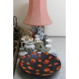 Decorative ceramics: to include a copy of a Poole pottery 'Lava' pattern charger 16''dia BSR