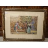 * Miller - figures in an 18thC garden watercolour bears a signature & dated 1862 13'' x 19''