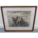 Peter von Ferenczup - figures in a horsedrawn cart tinted etching bears a signature & inscription