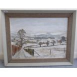 Brian Bennett - 'Snow in Berkhamsted' oil on canvas bears initials,