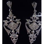 A pair of 'antique' style silver and marcasite drop earrings 11