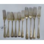 Ten miscellaneous 19thC silver Old English pattern dessert and table forks;