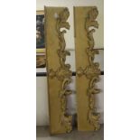 A pair of gilt painted and floral moulded frieze panels 60''L BSR