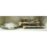 Silver plated trays: to include one with twin handles and gilded,