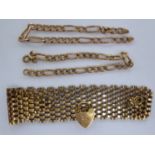 A 9ct gold wide, flexible link bracelet,