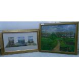 Marie Joseph - a farm scene with livestock oil on board bears a signature 15'' x 19'' framed;