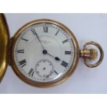 A gold plated cased full hunter pocket watch,