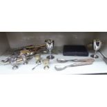 Miscellaneous silver plated wares: to include flatware; a set of six fish knives and forks;