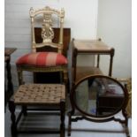 Small furniture: to include an early/mid 20thC mahogany two tier trolley,