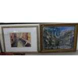* Armstrong - a Balearic town oil on board bears a signature & dated '9 21'' x 3'' framed;