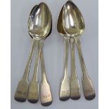 A set of six George IV silver fiddle pattern dessert spoons London 1825 11