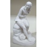 A late Victorian Minton Parianware seated female figure,