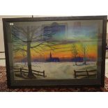Koons - 'Beyond the Sunset' pastel bears a signature & dated '98 24'' x 37'' framed BSR