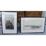 Two early 20thC European studies monochrome prints both bear indistinct pencil signatures 11'' x