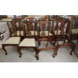 A set of eight Brights of Nettlebed mahogany framed, pierced, splat back dining chairs,
