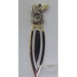 A Sterling silver bookmark with a dog's head finial 11