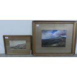 WH Dyer - a barren highland landscape with rocky outcrops watercolour bears a signature 5.