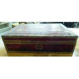 A British tooled red hide covered dispatch box, bearing an armorial and other ornament,