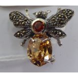 A silver and coloured hardstone set bee brooch 11