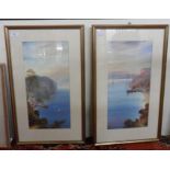 Garman Morris - a pair of coastal scenes in Clovelly and Babacombe Bay watercolours bearing