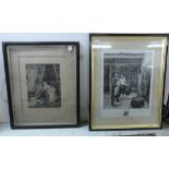Two framed monochrome prints, viz.