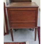 An early 20thC mahogany sewing table, the hinged lid enclosing a three section tray interior,