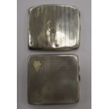 Two silver cigarette cases with engine turned decorated mixed marks 11