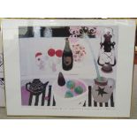 A printed poster 'Mary Fedden Shetland Lamp' bears a pencil signature 19'' x 22'' framed HSR