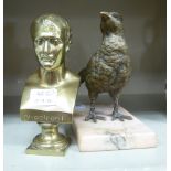 A mixed lot: to include a gilt metal model, a pheasant,