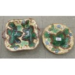 Two Victorian Wedgwood Majolica plates,