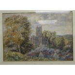An early 20thC study of Westbury on Trim church, near Bristol watercolour 13.5'' x 19.