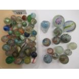 Variously decorated 19thC and 20thC glass and other marbles mixed styles OS10