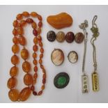 Items of personal ornament: to include a four tablet hardstone brooch;