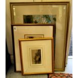 Three framed pictures: to include in the manner of Edward Lait - 'Walking by the River'