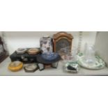 A mixed lot: to include three Pratware pot lids 5''dia;