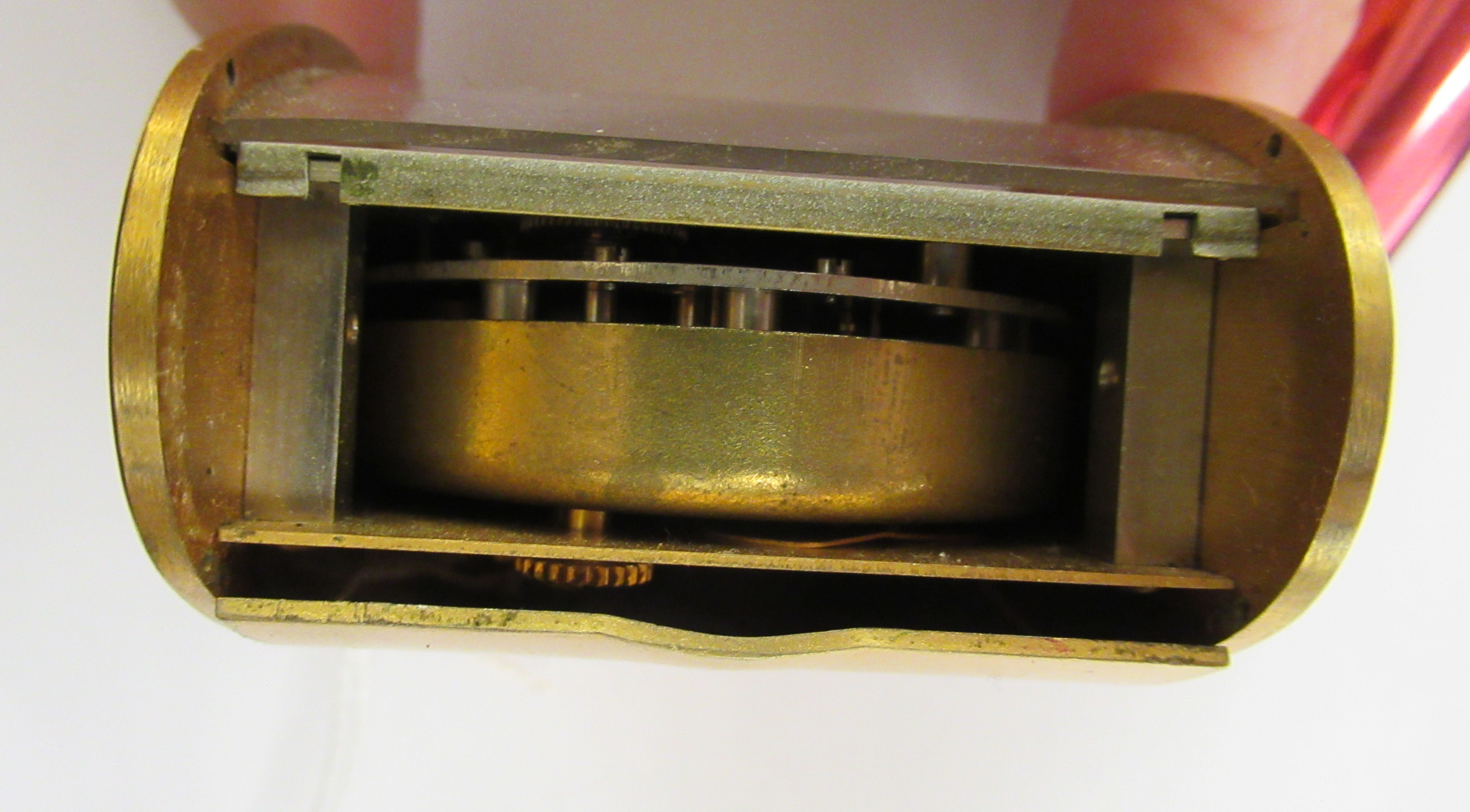 A 1980s brass cased Jaeger travel timepiece; - Image 4 of 5
