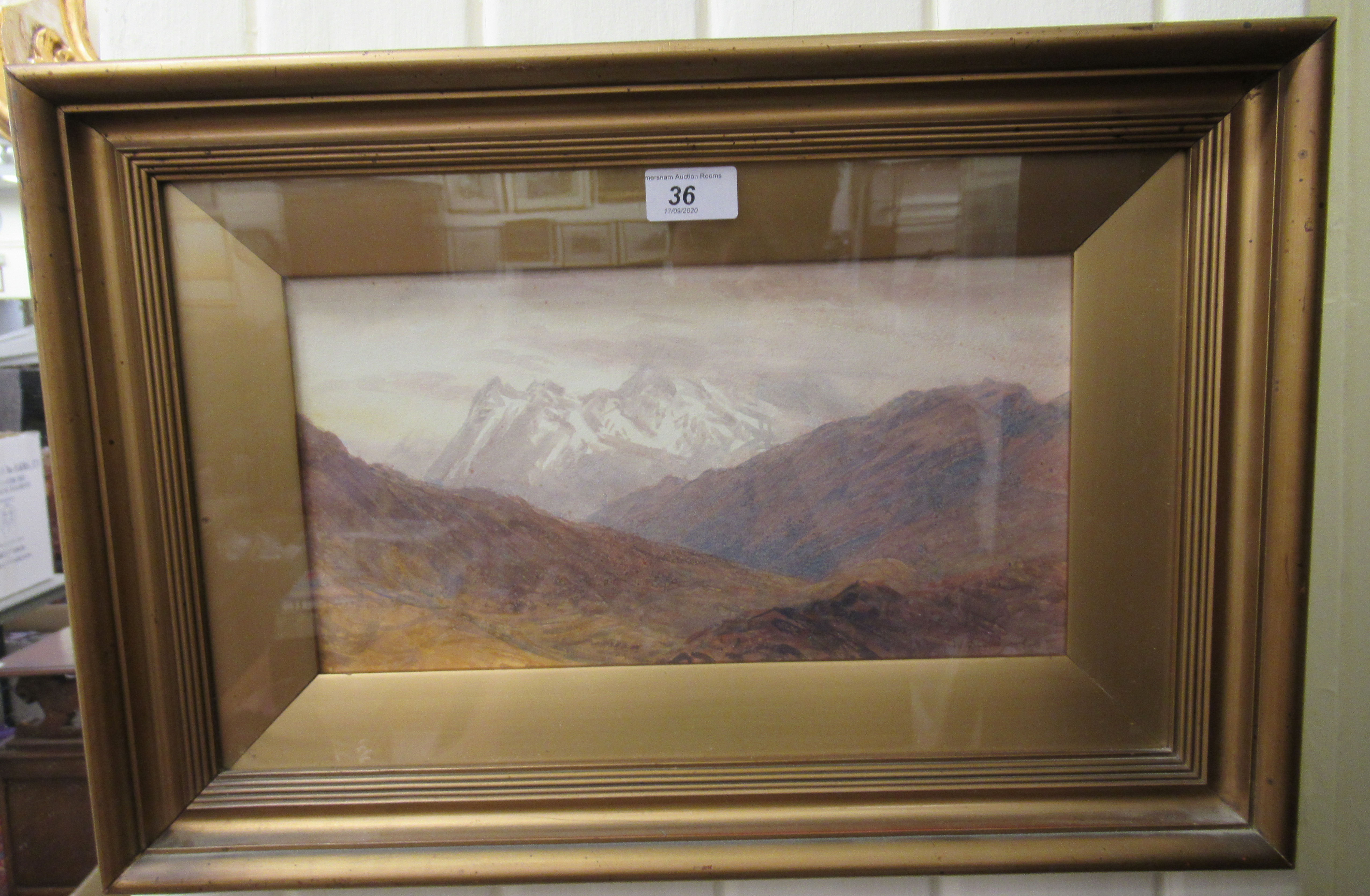 WG Collingwood - 'Langdale Pike' watercolour bears a signature 7'' x 14'' framed LSB