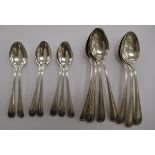 A set of seven Birks Sterling silver Old English pattern coffee spoons;