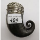 A late Victorian horn snuff mull with a silver coloured metal cap 11