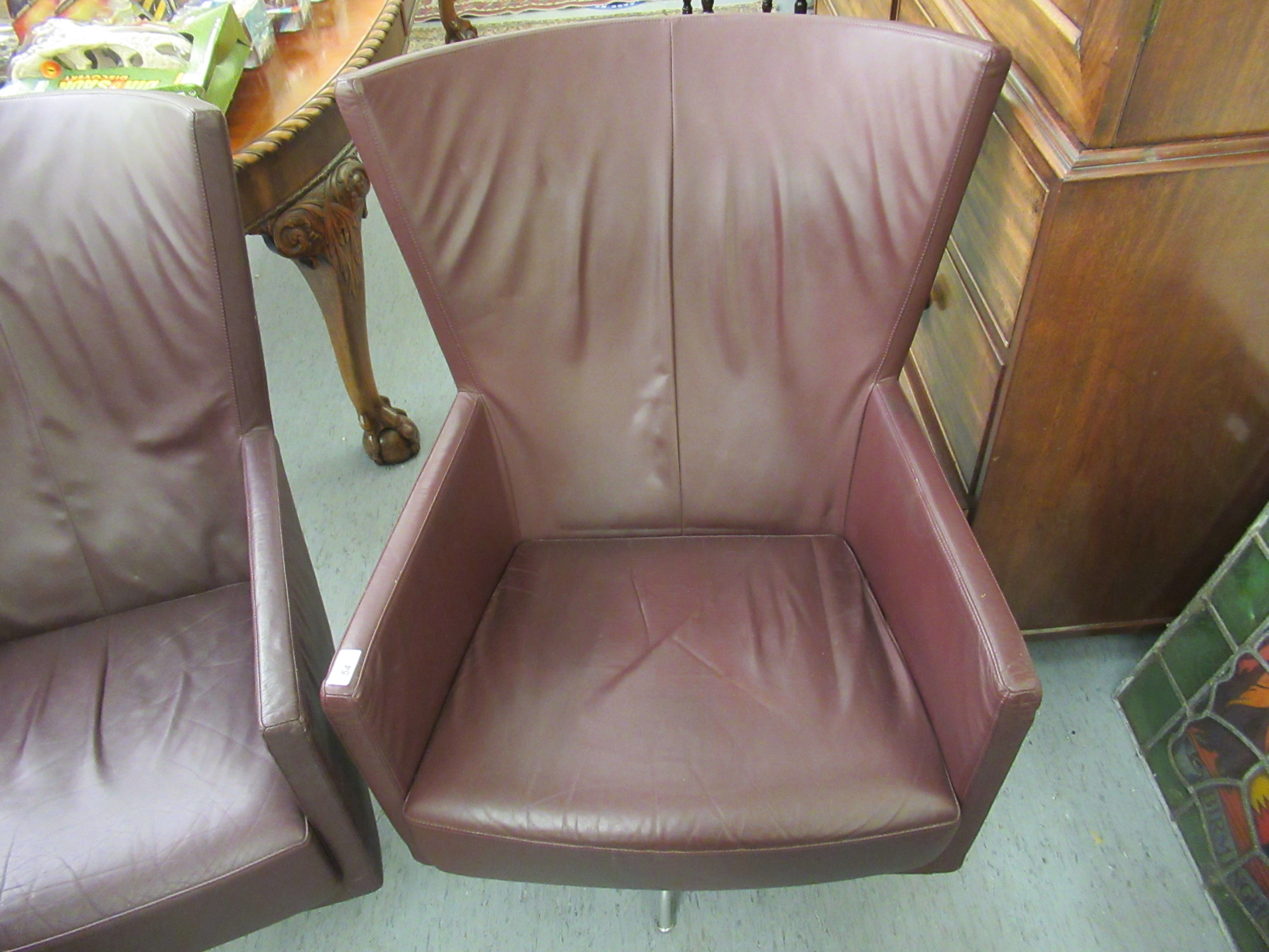 A pair of modern 'vintage' style wingback chairs, having enclosed arms, - Image 2 of 3